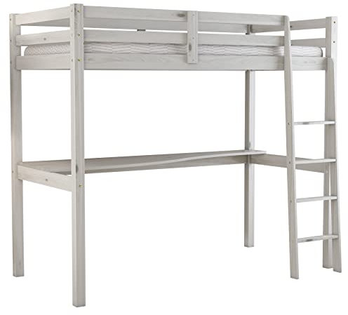Arredo Stock Letto singolo a soppalco con scrivania inclusa, 90x190x176 cm (Bianco naturale)