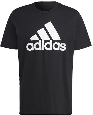 adidas Men's Essentials Single Jersey Big Logo Tee, Black / White, L