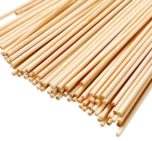JKDHJK 150 Stück Holzstäbchen zum Basteln, Natürlicher Holzstab 30cm x 3mm DIY Runde Bastelstäbe Holzstab für Holzarbeit, Hausgarten Gebäude Modell