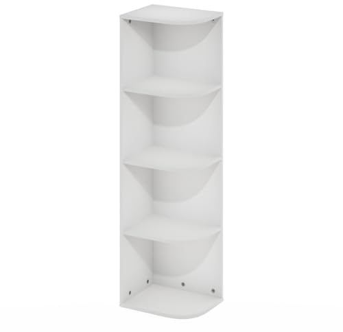 Furinno Pasir Bibliothèque à 4 Niveaux avec Coin, Blanc
