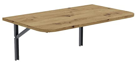 AKKE Klapptisch Wandklapptisch Esstisch - Klappbar Faltbar Platzsparend - Abgerundete Ecken - 70cm x 50cm - Artisan-Eiche