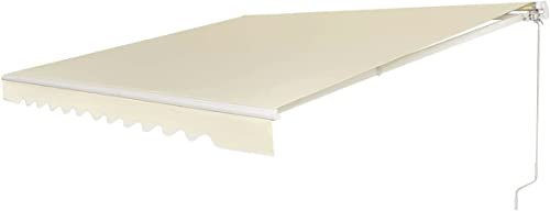 GYMAX Tenda da Sole per Balcone, Tende da Sole a Bracci Estensibili con Tettuccio Impermeabile e Protezione Solare, Tenda da Sole per Esterno Avvolgibile (Beige, 245 x 200 cm)