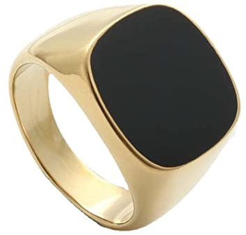 BCughia Ehering Edelstahl, Pinky Ring Herren Gold Quadrat Hochzeit Eheringe Geschenk für Herren Größe 49 (15.6)