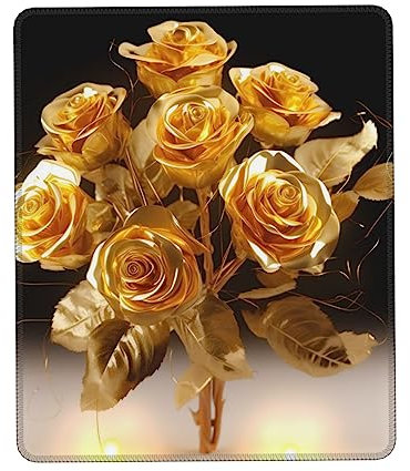 WEYEZE Game Mousepad Computer Mousepad Gold Rose Souris sans fil pour ordinateur portable Imprimer Tapis de souris