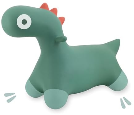 Quut Hoppi Dino Springen – Aufblasbares Gartenspielzeug für Kinder – Robustes Spielzeug für Draußen und Drinnen ab 18 Monaten (Grün Garten) – Inklusive Pumpe