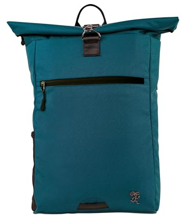 FUCHS & REBELL® Rolltop Rucksack PIET - Durchdacht & Nachhaltig - mit Laptopfach & Anti Diebstahl Tasche - 15-22L (Petrol Blau)