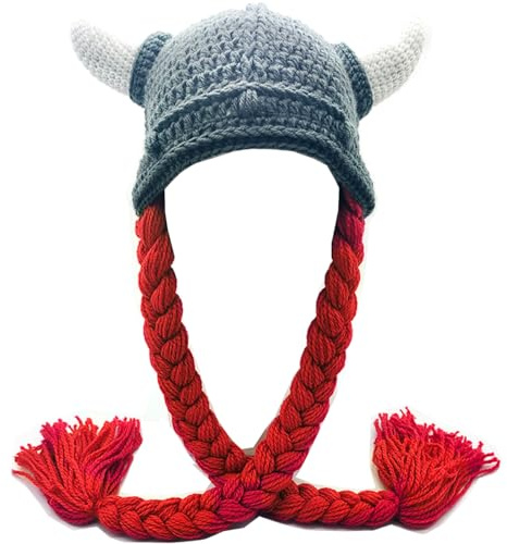YEKEYI Unisex Kopf Barbarian Vagabond Beanie Original Hüte Wikinger Hörner Bärte Lustige Skimütze