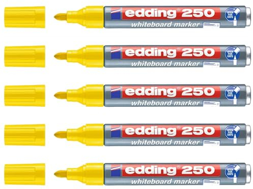 Edding 5 Stück Marker für Whiteboards 250 gelb 1,5 – 3 mm
