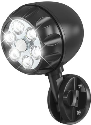 Battery Motion Sensor Light Outdoor, 600 LM Battery Operated Motion Lights Outdoor Waterproof 360° Adjustable Black (1 Pack)