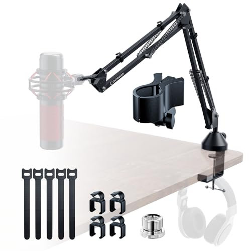 Microphone Arm Professional Overhead Microphone Stand (Low Profile Black)