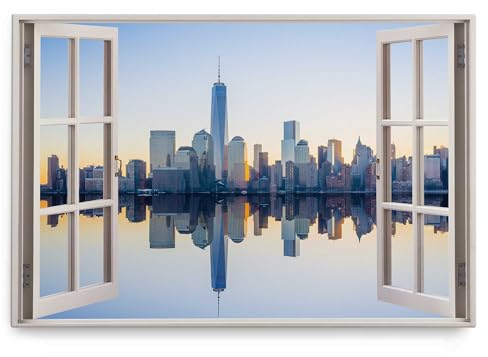 Paul Sinus Wandbild 120x80cm Fensterbild Manhattan New York Skyline Hochhäuser Megacity