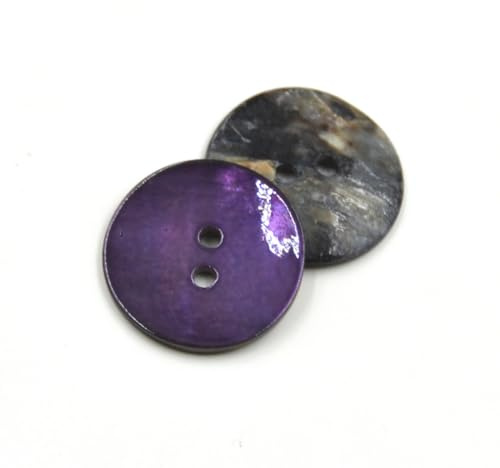 10 bottoni a conchiglia naturali, rotondi, 2 fori per cucito, fai da te, maglioni, cardigan, abiti, camicia, costumi da cucito, confezione regalo, 20 mm, viola
