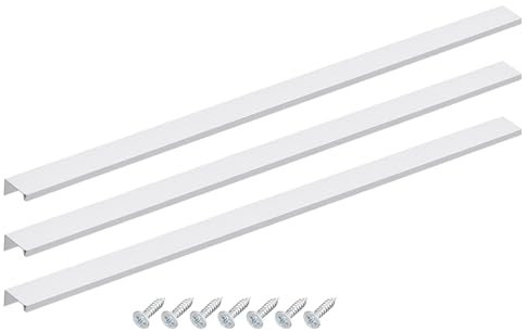 sourcing map Cabinet Finger Edge Pull, 3pcs 600mm/23.62 Aluminum Alloy Back Mount Hidden Cabinet Pulls Concealed Handle for Home Kitchen Drawer Cabinet, Silver