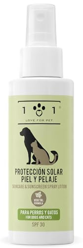 Sonnenschutzspray, natürliches und pflanzliches Spray für Hunde und Katzen – für Haut und Fell – gebrauchsfertige Lösung gegen UV-Strahlen – geeignet für alle Haartypen, Linie 101 (100 ml)