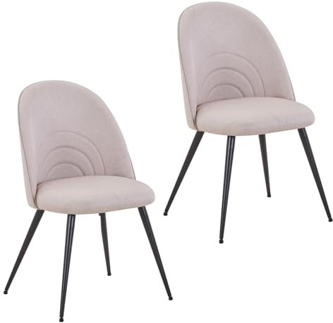 SVITA Anita 2-er Set Esszimmerstuhl Polsterstuhl Küchenstuhl Stoffbezug Gepolstert Metallbeine Pulverbeschichtung Beige
