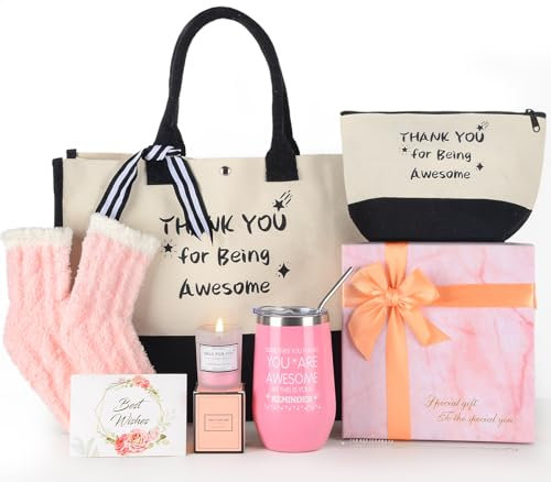 Regalos Originales Cumpleanos para Mujer Pack Regalo Mujer Navidad con Velas Perfumadas y Bolsa de Lona, Regalos para Amiga Mama Esposa, Taza Termo Regalo San Valentin Caja de Rgalo Aniversario