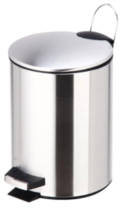 Papelera Baño Con Tapa de Metal 3L - Cubo de Basura Para Cocina, Habitación, Baño (Plateado)