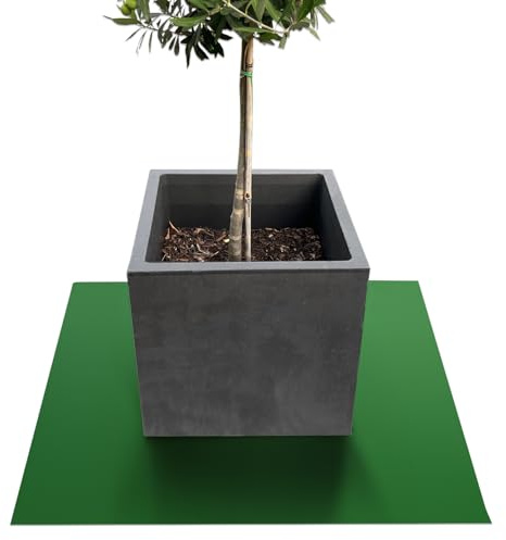 KARAT Untersetzer für Blumentopf, Blumenuntersetzer mit abgeschrägter Kante, Unterlage für Pflanztöpfe, Schutzmatte, Bodenschutzmatte, Blumentopfuntersetzer (Majesty) (Grün, Eckig 90 x 90 cm)