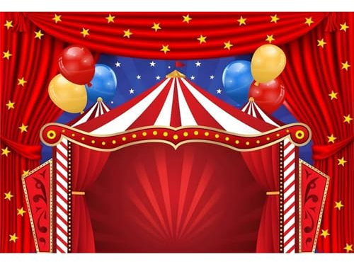 Xiaoterna 3x2m Zirkus Karneval Thematischer Hintergrund Roter Vorhang Sterne Geburtstag Party Fotografie Hintergrund Zirkuszelt Party Hintergrund Neugeborenes Baby Dusche Torte Tischdekorationen