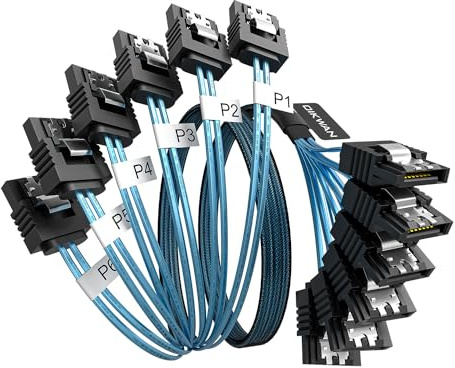 OIKWAN Cable SATA-III, 6 piezas/juego de 6 Gb/s, cable SATA flexible de 7 pines, cable de datos SATA recto de repuesto para unidades de CD y DVD de Bitcoin (1.6 pies)