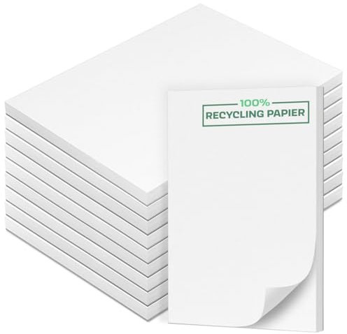 Fantastino® A6 Notizblock Blanko - 10 Stück, 500 Blatt (50 pro Block) 90 g/m² Premium-Recyclingpapier. Kleiner Schreibblock, mini Notizzettel, Block abreißbar für Büro, Haushalt, Schule, Uni