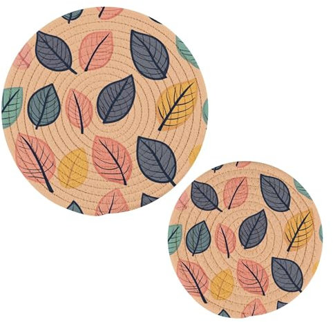 Lot de 2 porte-ustensiles antidérapants résistants à la chaleur pour décoration de four Motif feuilles de dessin animé