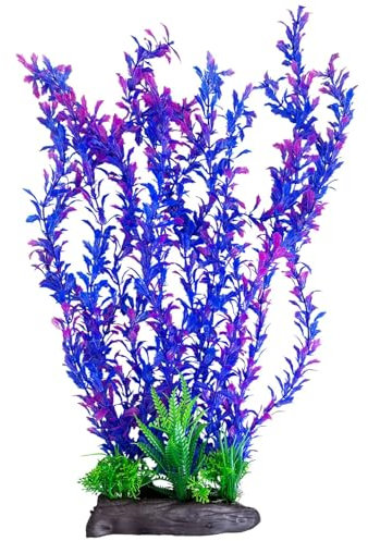 PINVNBY Aquarium Plastic Plants Aquarium Decor Artificial Fish Tank Plants,Tall Fish Tank Decorations, Extra Large Aquarium Plant 20.4 inch Tall,1PCS (Purple)