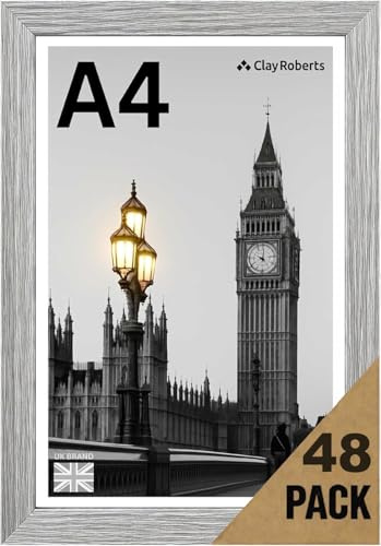A4 Light Grey Photo Frame – Modern A4 Frame for Certificates, Pictures & Prints, Wall Hanging (Portrait or Landscape), Document & Poster Frame UK