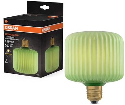 OSRAM Square Decor LED Flat Lamp 3.5W 827 E27 Non-Dim in Coloured Glass Green 3.5 W, Verde