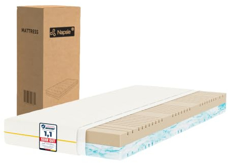 NAPSIE Matratze 90x200 cm (Mittelfest & Weich) 7-Zonen-Schaummatratze | 2 in1 Härtegrade,18 cm Höhe,Hypoallergen & Antibakteriell,Bezug 60°C waschbar,OEKO‑TEX® 100 zertifiziert