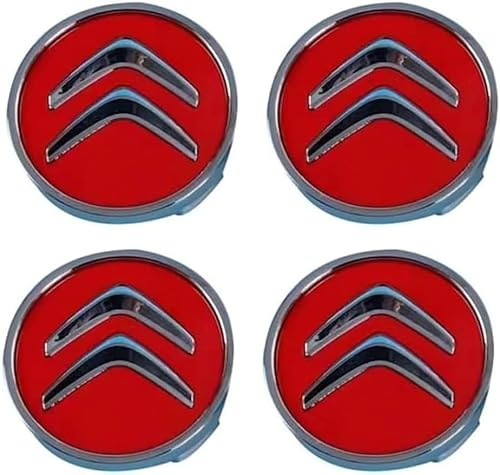 ZKAYHGG 4 Pièces Cache Moyeu pour Citroën C5 Aircross Hybrid 60mm, Capuchon Central Roue Enjoliveur Étanche Antirouille Badge Logo Bouchon Jante Poussière,Red