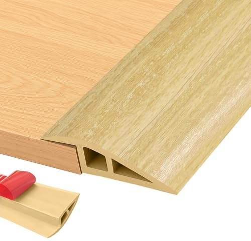 Übergangsprofil Selbstklebend 2M x 5CM, PVC Türschwellen Leiste, Türschwellenrampe Höhenausgleich für 5mm bis 10mm, Übergangsleiste Boden für Boden, Teppich, Schwellen (Original Holzmaserung)