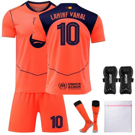 FriaNt Fußball Trikot Set für Kinder, Nr.10 Fußballtrikot, mit Shorts Socken Schienbeinschoner, Training T-Shirt für Football Herren Jungen, Ausrüstung Fans (Y04, 24)