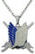 Hanessa Schmuck für Herren Damen Kunst-Leder Hals-Kette Anime Attack on Titan Anhänger in Silber drehbares-Schwert-Geschenk zu Weihnachten für Jungen/Mädchen/Jugendliche/Anime Fan