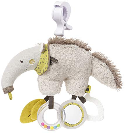Fehn 064124 Activity-Spieltier Ameisenbär / Motorikspielzeug zum Aufhängen mit Spiegel & Ringen zum Beißen, Greifen und Geräusche erzeugen / Für Babys und Kleinkinder ab 0+ Monaten