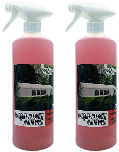 Relancer Marquee Cleaner 2x1L – Concentrated Tent & Outdoor Fabric Cleaner | Concentrated marquee cleaner removes algae, sap, grime and black streaks from tents, plastics, windows and more.