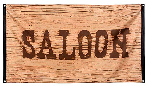 Boland 54352 - Fahne Wild West, 1 Stück, Größe 90 x 150 cm, Hängedeko, Dekoration für Mottoparty und Karneval, Banner Wilder Westen