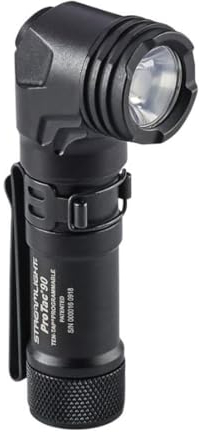 Streamlight 88088 ProTac 90 300-Lumen Lampe de Poche Tactique à Angle Droit Multi-Combustibles avec Une Pile au Lithium CR123A et Une Pile Alcaline AA et étui en Nylon, Noir