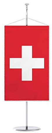 Vispronet® 15 x 25 cm Tischbanner Nationalfahne Set ✓ Fahne & Chrom-Ständer ✓ Kordel-Rand (Schweiz)