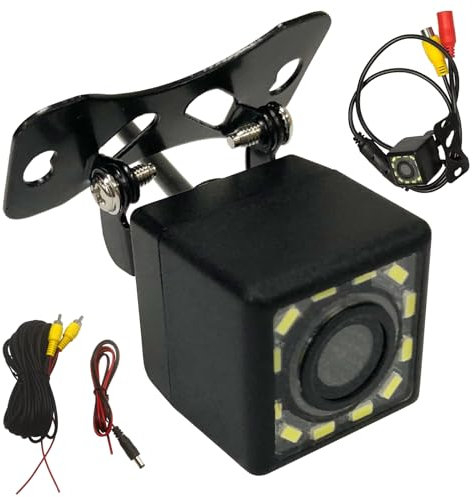iFreGo HD Telecamera posteriore auto cablata Universale 170 gradi Obiettivo grandangolare 12 LED Telecamera di backup 100% impermeabile Visione notturna per aiuto alla retromarcia