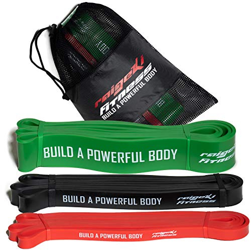 Raigeki Fitness Widerstandsbänder Gummibänder (+Trainingspläne) [Einzeln und Set] Lang Resistance Bands Fitnessbänder für Kraftsport - Fitnessband Terrabänder Gymnastikbänder