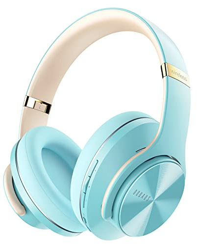 DOQAUS C1 Blu Cristallo Cuffie Wireless Bluetooth, 3 Modalità di EQ Suono, Cuffie Over Ear con Tempo di Riproduzione di 90 Ore, Comode Cuffie con Microfono per Corso Online Cellullari PC