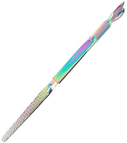 Ainkou Stainless Steel Nail Pincher Multi-Function Nail Pinching Tool Nail Art Clips C-Curve Pincher Cuticle Cutter Pusher False Nail Shaping Tweezers Manicure Gel Nail Acrylic Remover - Rainbow