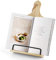 FANATU Kochbuchständer, rustikaler Holz-Kochbuchhalter, Schneidebrett-Stil, verstellbarer Rezept-iPad-Tablet-Bücherhalter und Ständer für die Küche, mit rutschfestem Ständer (natürliche Holzfarbe)