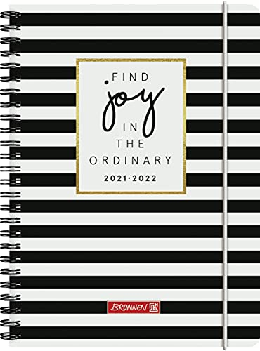 BRUNNEN 1072155172 Schülerkalender 2021/2022 (18 Monate) „Stripes“ 2 Seiten = 1 Woche, Blattgröße 14,8 x 21 cm, A5, PP-Einband