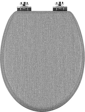 WOLTU Wooden Toilet Seat, Soft Close WC Seat with Strong Hinge Ideal for Standard Toilet