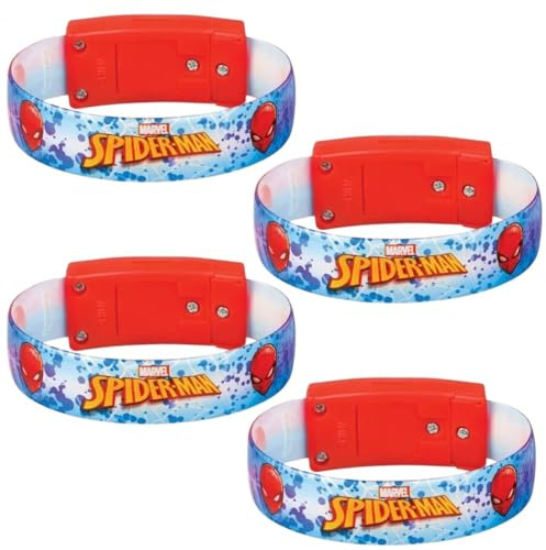 amscan- Spider Man Light Up Bracelet-3 1/2 x 7/16 | Multicolor | 4 PCS. Bracciale, 3902386