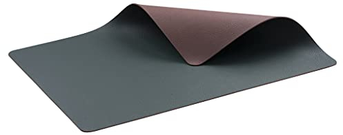 BITZ Tischset, Platzset in Leder-Look, Abwaschbar, 46 x 33 cm, 4er-Set, Grün/Dunkelbraun