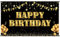Geburtstag Party Dekorationen, Alles Gute zum Geburtstag Zeichen, Geburtstagsbanner, Schwarz Gold Geburtstag Poster Banner, für Geburtstagspartys, 185 * 110 cm/72,83 * 43,30 Zoll