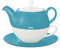 Buchensee Tea for One Lena 500ml aus Crystal Bone China Porzellan in türkis. Teekanne + Teetasse + Untertasse